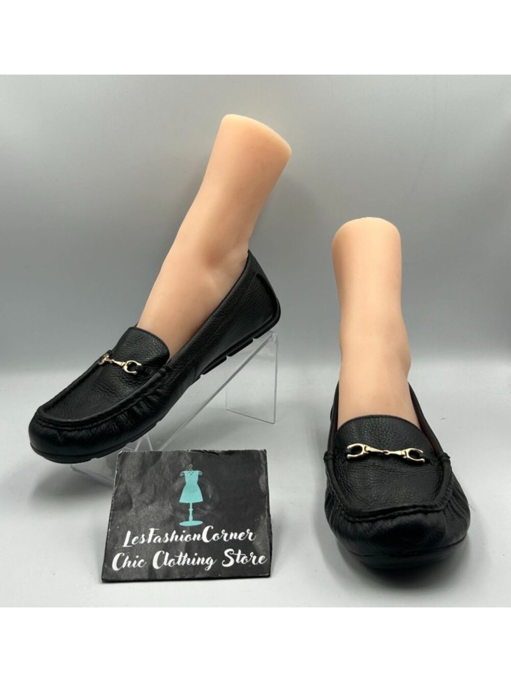 Coach Women's Black Pebbled Leather Mavis Horsebit Loafers Shoes Size 9.5 3427